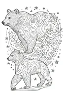 mama bear and stars tattoo design idea