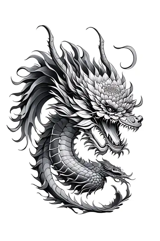 Irezumi Dragon Chrysanthemum tattoo design idea