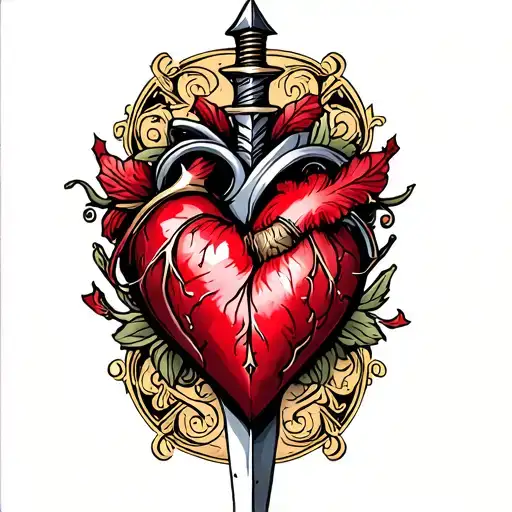 dagger heart tattoo design idea