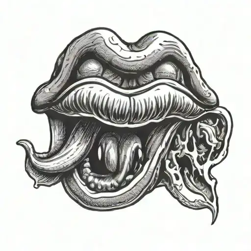 rolling stones tongue looking like face tattoo design idea