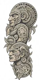 A Taino-inspired sleeve tattoo featuring coquí as part of a larger narrative of cultural heritage and pride tattoo design idea