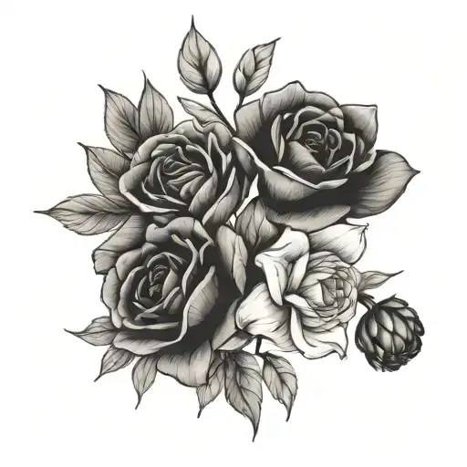 august September January February April birth flower bouquet tattoo design idea