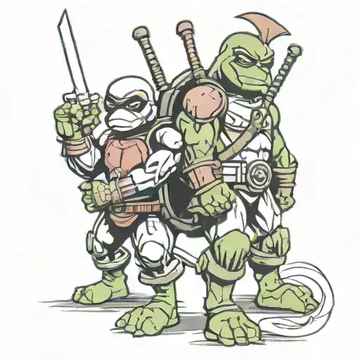 Raphael ninja turtle and deadpool tattoo design idea