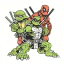 Raphael ninja turtle and deadpool tattoo design idea