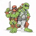 Raphael ninja turtle and deadpool tattoo design idea