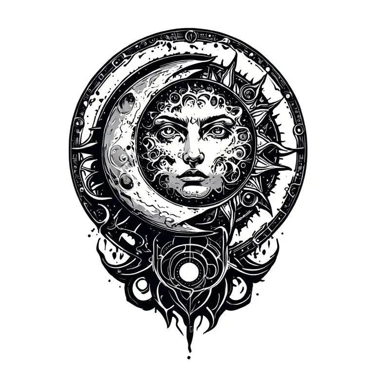 sun moon tattoo design idea