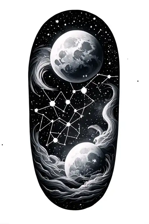constellations in the night sky filled with stars tattoo design idea