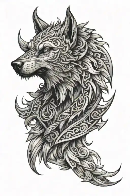 viking wolf head tattoo design idea