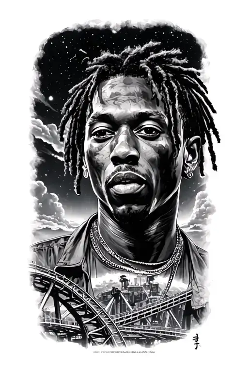 Travis Scott astroworld rollercoaster sleeve tattoo design idea