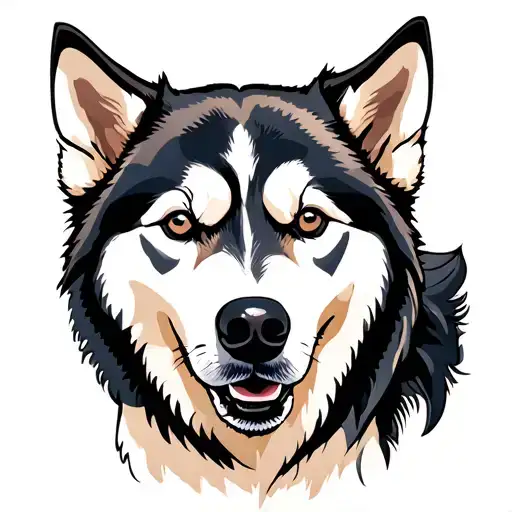 Siberian husky tattoo design idea