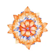 orange and blue floral mandala design   incorporating orchids tattoo design idea