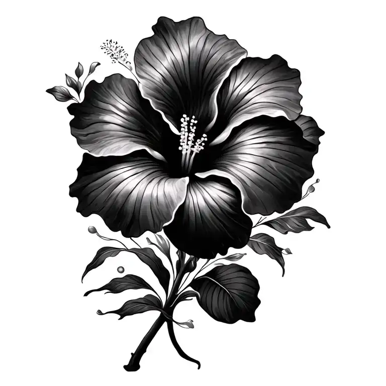Hawaiian theme with hibiscus flower tattoo design idea