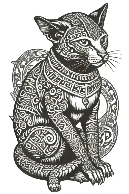 Egyptian cat sitting tattoo design idea