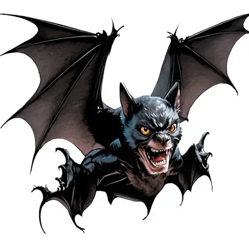 bat flying + paolo tattoo design idea
