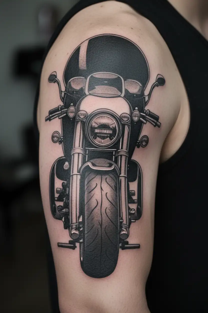 Harley Davidson street glide king tour pack hidden in contours tattoo design idea