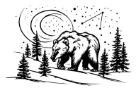 Forest, fire, moon, constellation Big Bear tattoo design idea