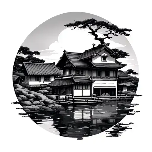 Japanese Village tattoo design idea