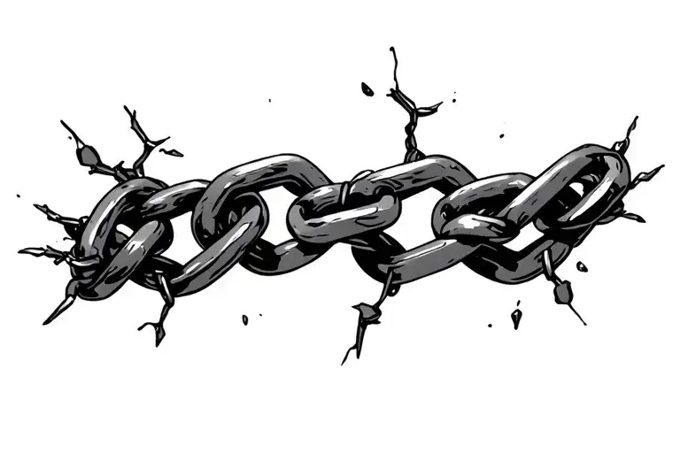 a broken and bent chain wrapped tattoo design idea