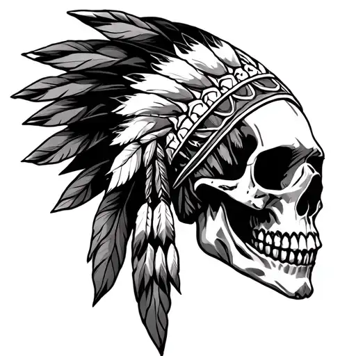 Native American Skull tattoo design idea