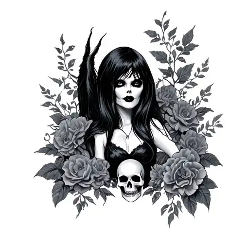 Elvira, skulls tattoo design idea