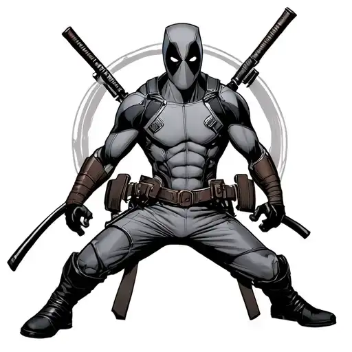 Deadpool in a fancy suit tattoo design idea