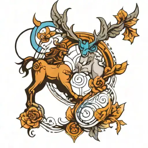 blend of Capricorn and Gemini signs tattoo design idea