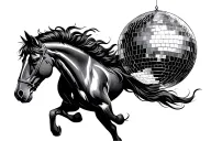 Mirrorball and horse tattoo design idea