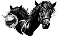 Mirrorball and horse tattoo design idea