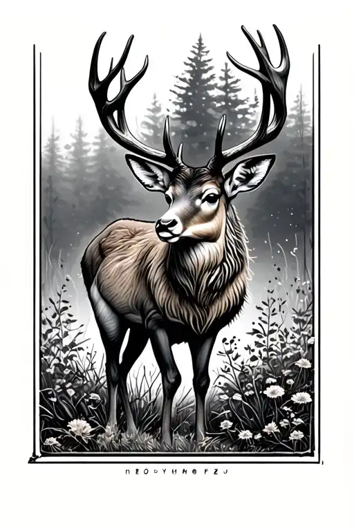red deer standing tattoo design idea