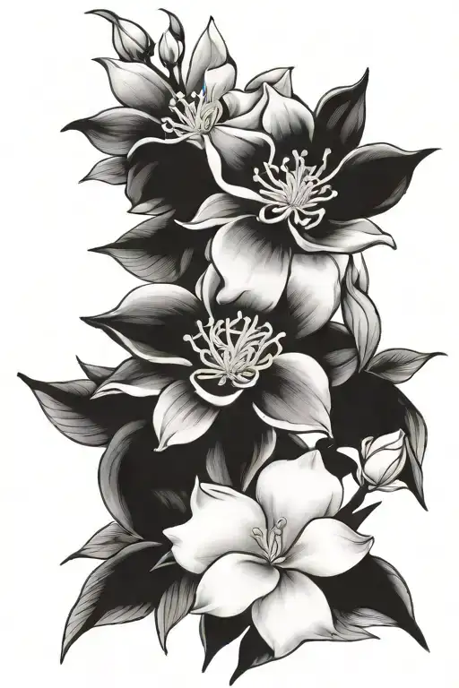 3 birds gardenia flowers tattoo design idea