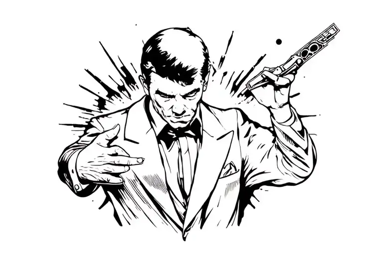 a man, free from extintion. gone for ever in a suit, worn and dryed by time tattoo design idea