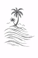 palm trees and waves tattoo design idea