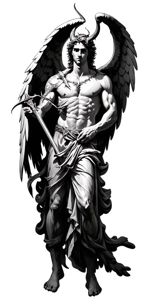 arch angel michael killing lucifer tattoo design idea