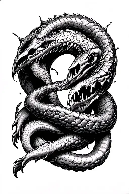 killing Ouroboros representing breaking the cycle  tattoo design idea