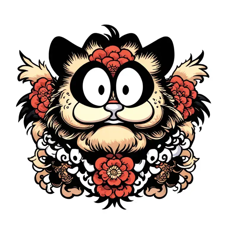 Garfield Yakuza style tattoo tattoo design idea