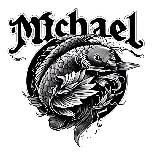 "Michael" koi tattoo on bum tattoo design idea