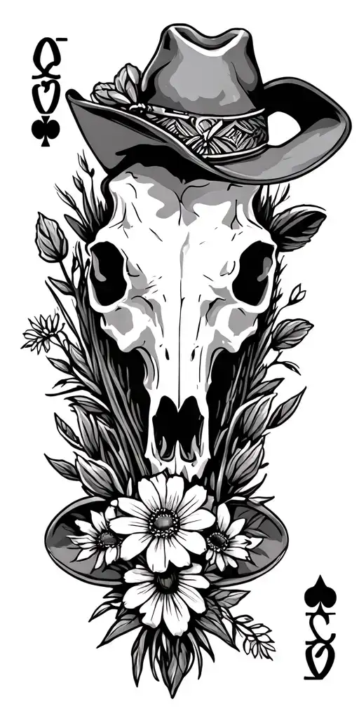 western, playing cards, wild flowers , western jewelry, cactus, Kentucky, quilt patches, cactus, cow skull, pasture tattoo design idea
