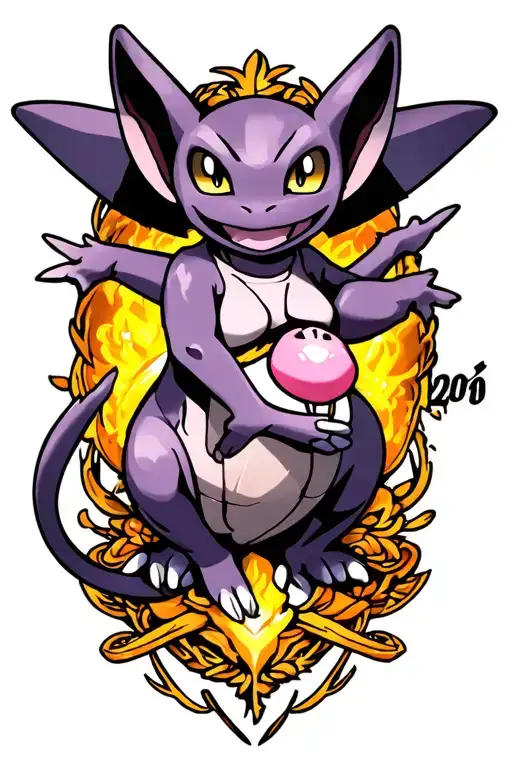 insane pokemon tattoo design with mew and mewtwo as centre peice  tattoo design idea
