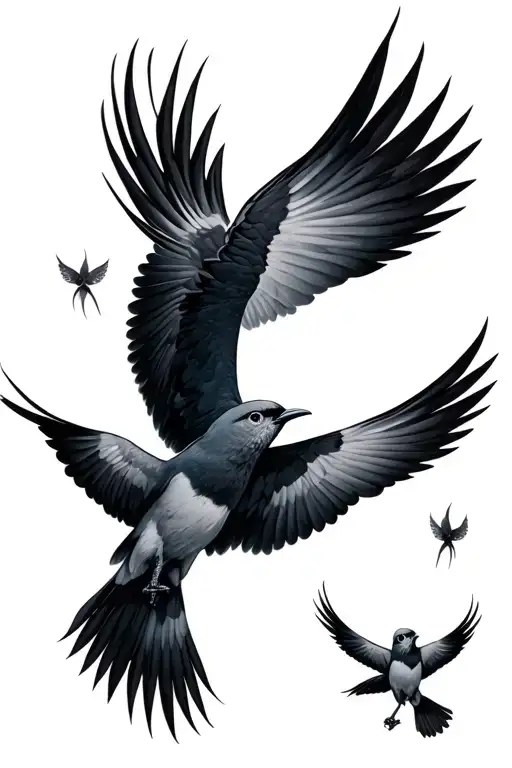 heaven birds flying tattoo design idea