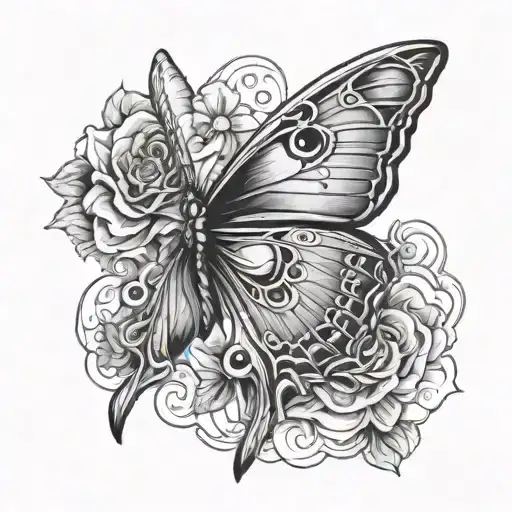 Bullet with butterfly wings made tattoo design idea