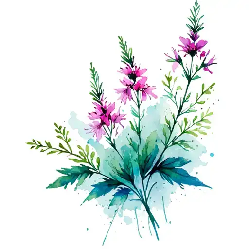 mountain and fireweed flowers blooming tattoo design idea