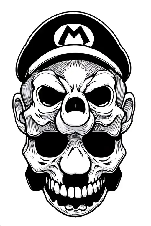 Mario Bros skulls tattoo design idea