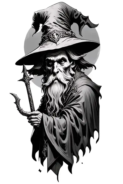 Wizard casting tattoo design idea