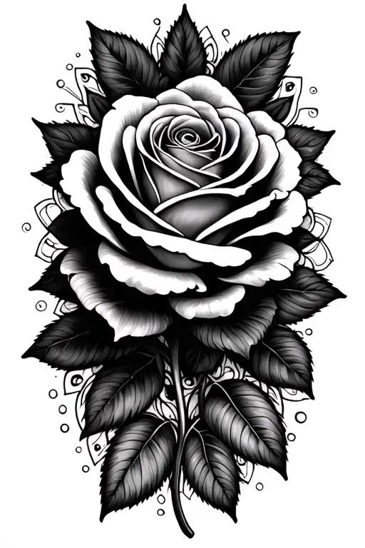Rose with Mandala background long tattoo design idea