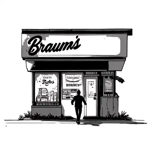 holding hands walking into the distance with a braums store somewhere tattoo design idea