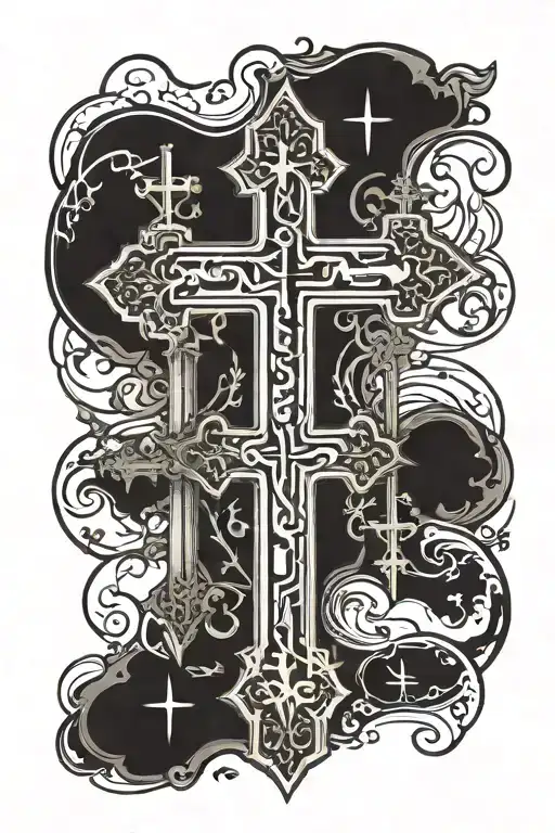 the 3 crosses with Philippians 4:13 written tattoo design idea