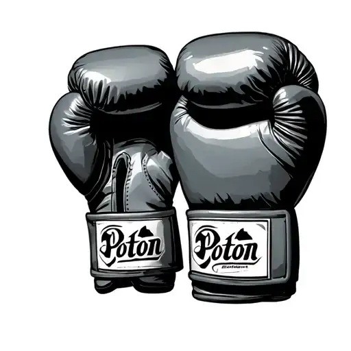 Boxing gloves with Poton Name  tattoo design idea