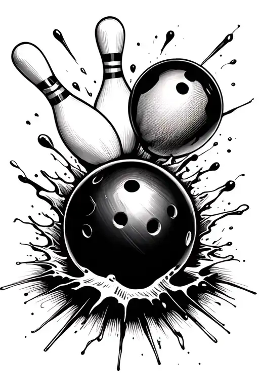 "one in a million" bowling ball breaking tattoo design idea