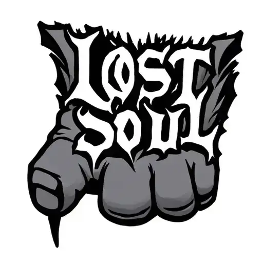 LOST SOUL letters tattoed on KNUCKLE tattoo design idea
