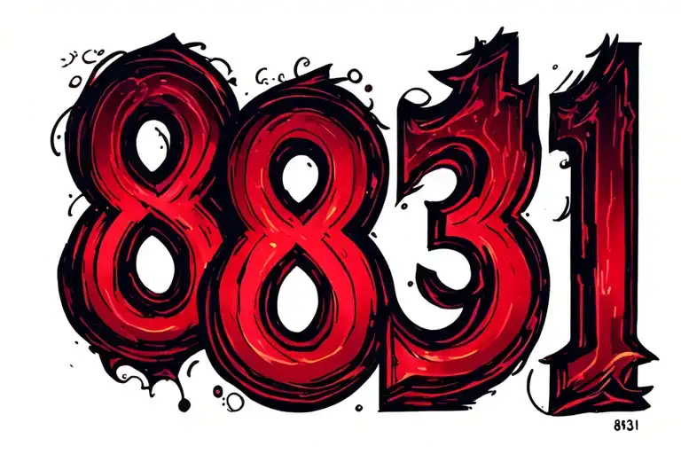 numbers 831 tattoo design idea